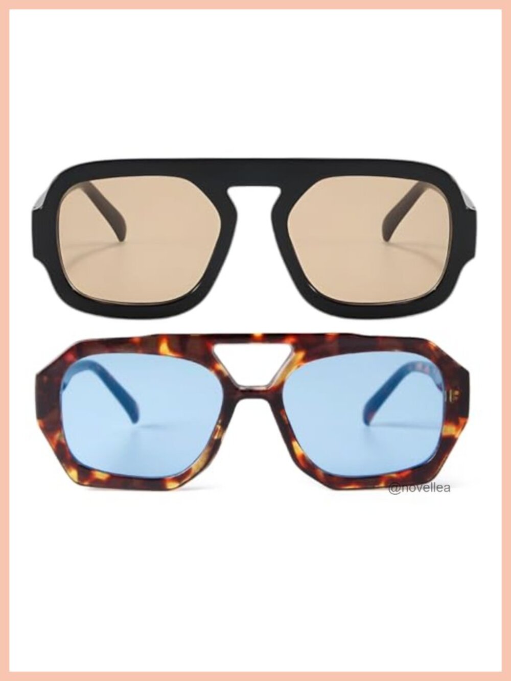 Vintage 70s Square Aviator Sunglasses UV400 Plastic
